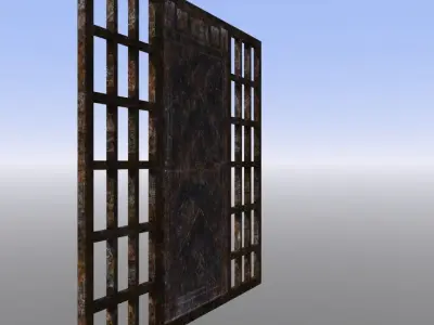 Rusty gate with bars Low-poly 3D model