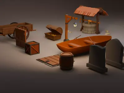 Medieval  Lowpoly Gameready Assets Low-poly 3D model