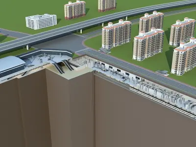 Section of Subway Station 2 3D model