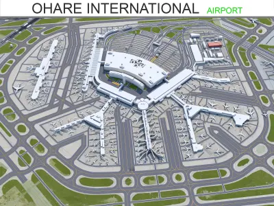 OHare International Airport 15km Low-poly 3D model