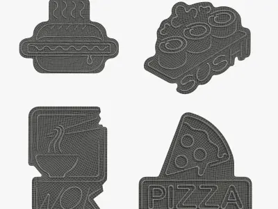 Neon sign Pizza Low-poly 3D model