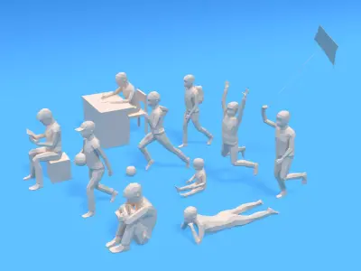 Low Poly Kids Collection Vol 3 3D Model Pack