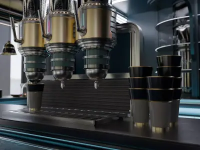 Cyberpunk Cafe n Bar - Interior Scene - Ricos 3D model