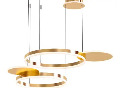 THE282 gold chandelier with three circles hanging from it 3D model