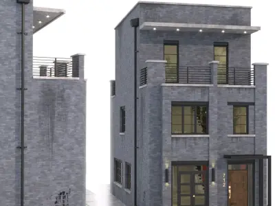 Brick Building 02 3D model