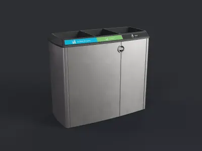 Street Trash Can 21 PBR Game Ready Low-poly 3D model