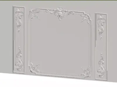 French Plaster Molding Accent Wall 3D model