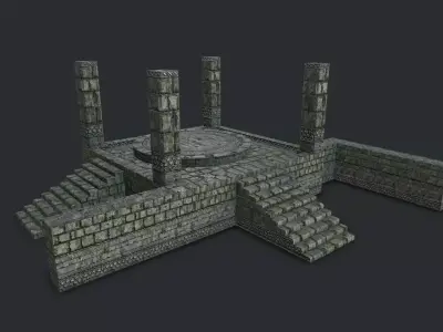 Jungle Stone Altar Environment Game Assets Low-poly 3D model