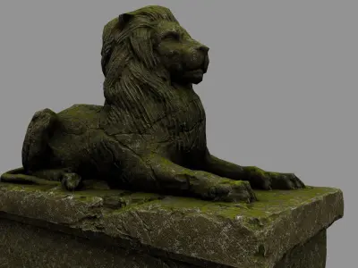 Lion Statue 27 Low-poly 3D model