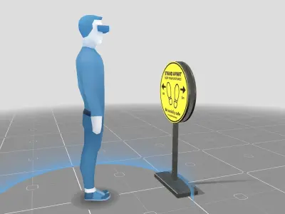 Social Distancing Signage Low-poly 3D model