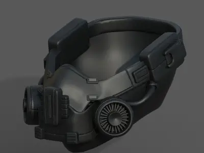 Gas mask respirator scifi futuristic helmet  Low-poly 3D model get