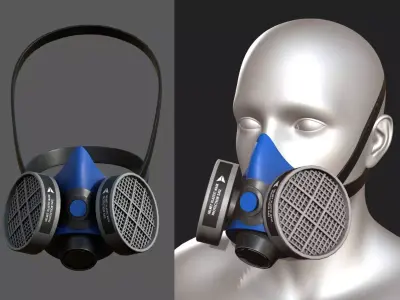 Gas mask helmet 3d model military combat fantasy  Low-poly 3D model