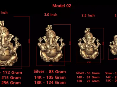 Ganesh Ji Model 02 Light Weight  Models in All Sizes 3D print model