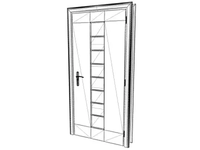 Oak Vertical Frosted Glass Door Low-poly 3D model