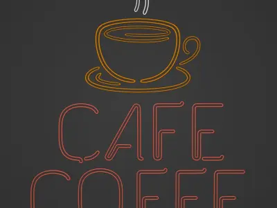 Cafe - Coffee Sign -- Neon Light Low-poly 3D model