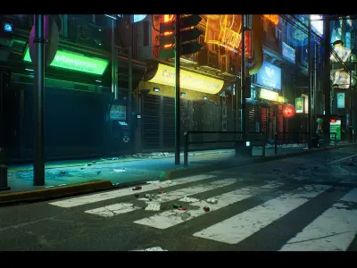 Cyberpunk City Recife Environment Low-poly 3D model