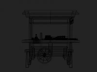 Angkringan Indonesia Street Food cart 3D asset Full Bundle Low-poly 3D model