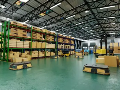Smart Warehouse Logistics Automation Interior PBR Game Ready Low-poly 3D model