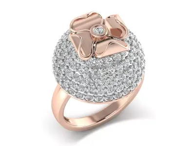 Light Weight Rose Gold Diamond Ring  -EZ R-154 3D print model