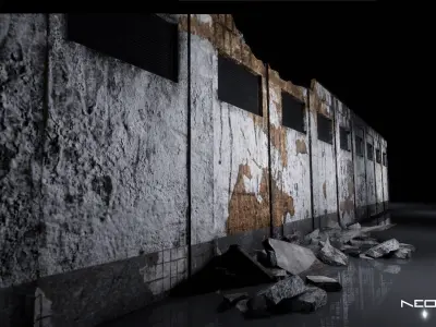 Destroyed Warehouse Low-poly 3D model