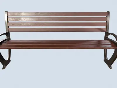 Street bench low poly pbr game ready Low-poly 3D model 6