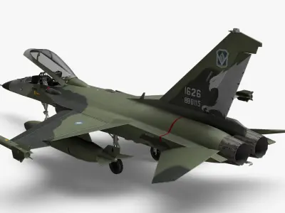  AIDC F-CK-1 Ching-Kuo Fighter Jet Green Rigged for Maya 