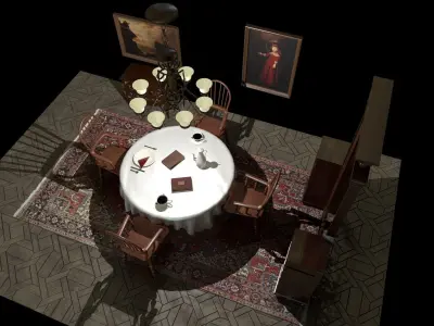 Dining Room Asset Package Low-poly 3D model