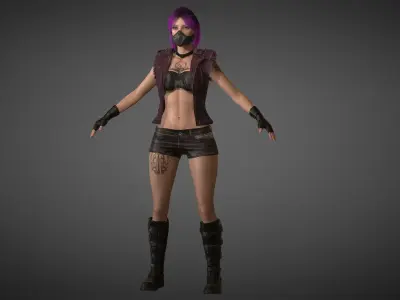 Cyberpunk Girl Low-poly 3D model