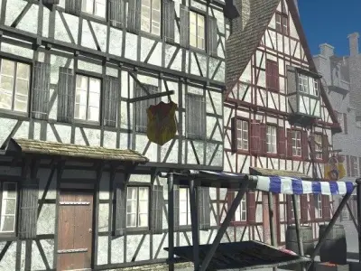 Medieval Market Place Low-poly 3D model