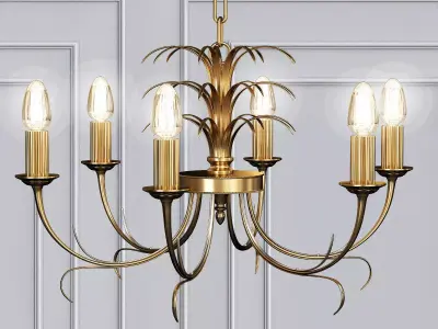 Mid Century Belgian Brass Chandelier By Boulanger 3D model