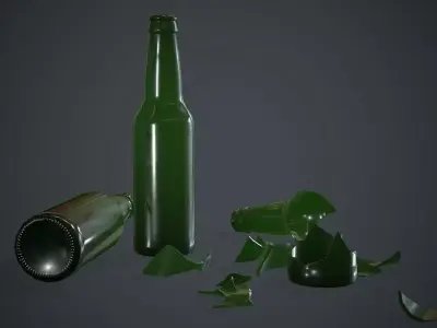 Green Glass Broken Bottles PBR Game Ready Low-poly 3D model