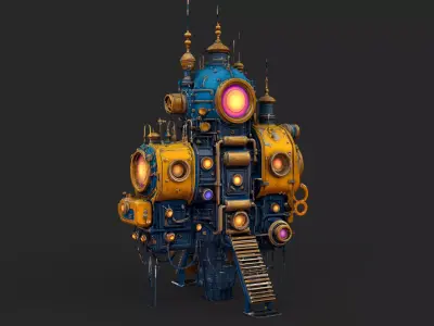 Steampunk Machine High Detail 3D model