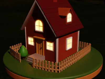 Simple Low-Poly 3D House Exterior Model 3D model
