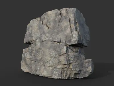 Realistic Granite Rock 03-250609 Low-poly 3D model