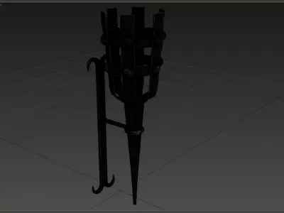 Medieval Torch Low-poly 3D model 12