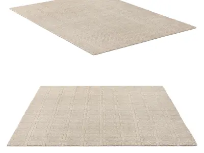 RAJOURI HAND-KNOTTED SILK WOOL RUG 3D model