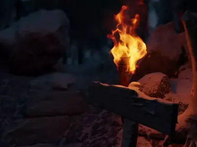 Animated Vdb Torch Fire 3D model