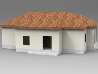 House Design - Single Story - Inclinde Roof 3D model