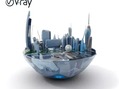 Futuristic Urban Cityscape Model Pack Low-poly 3D model