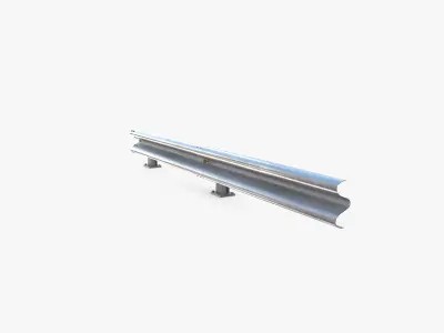 Tileable single sided traffic barrier guardrail V2 Low-poly 3D model