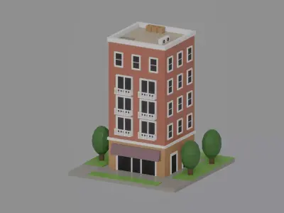 Low Poly Building Low-poly 3D model get