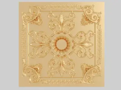 Classic 3D motifs of furniture plaster ceilings gold inlaid Texture