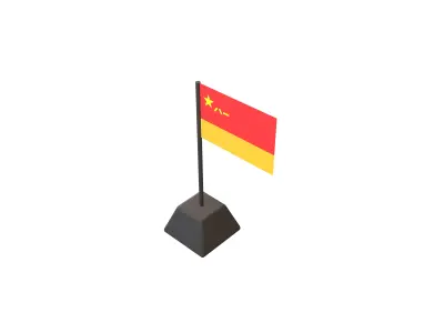 Rocket Force Flag of the Peoples Republic of China v1 001 Low-poly 3D model