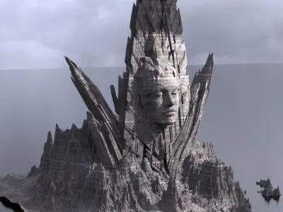 Ancient Athena Sci-Fi Mountain Monolith 7 3D model
