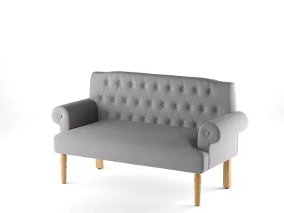 Bjorn5922RolledArmSettee upholstered loveseat with wooden legs Low-poly 3D model