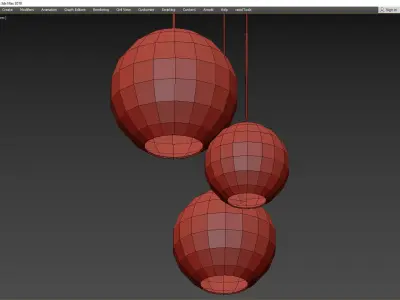 Sculptural Glass 3-Light Globe Low-poly 3D model