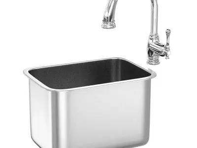 Grohe Bridgeford Faucet and Steel Queen Stainless Steel sink  3D model