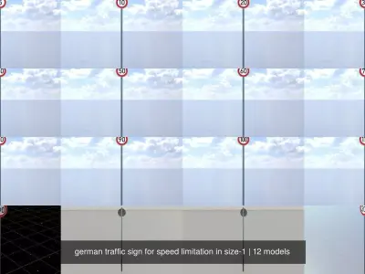 german traffic sign for speed limitation in size-1 3D Model Pack