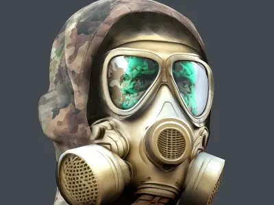 Gas mask helmet 3d model military combat Low-poly  3D model