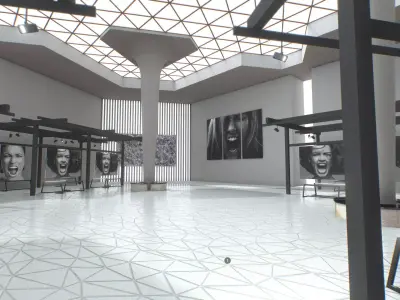 G0021 VR Virtual Reality Art gallery Cry Low-poly 3D model